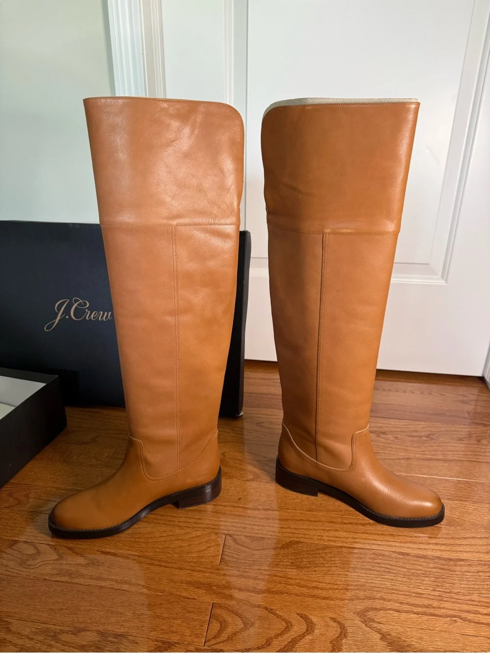 NWT J. Crew Tall Over-the-Knee Leather Boots in Saddle/Tan